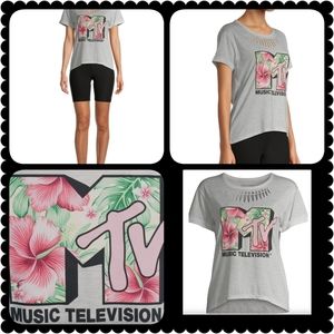 MTV Tropical Floral Graphic Tee New